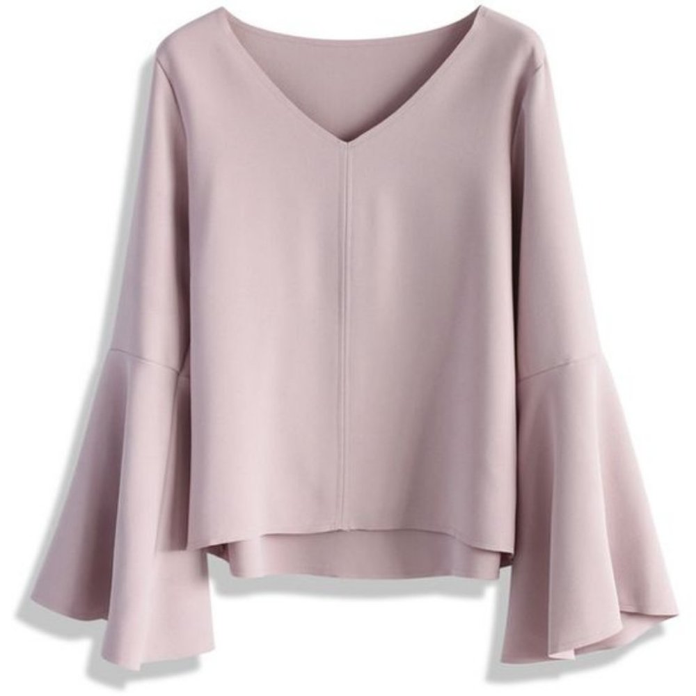 Chicwish Swingy Pastel Pink Top Flare Bell Sleeves